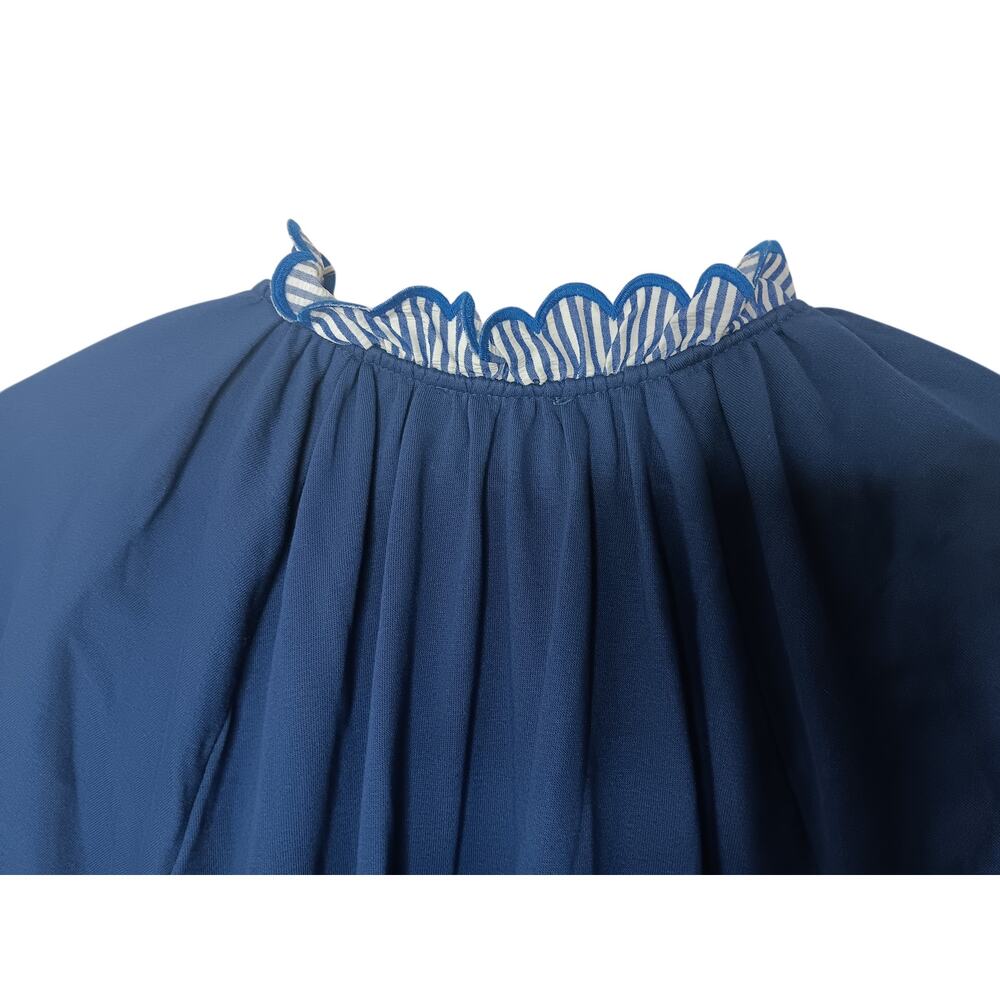 New with tags Umgee French Terry Mini Dress S Blue Ruffle Striped Trim Boho - Picture 12 of 16